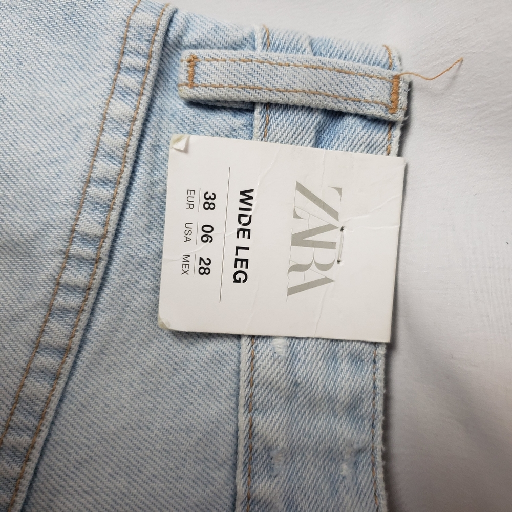 Zara Blogger Wide Legs Ripped Distressed High Rise Jeans - Picture 12 of 12